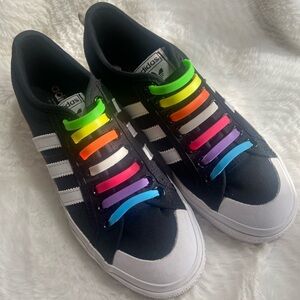 Adidas Nizza Plataform Black Sneakers with Neon Plastic Shoelaces